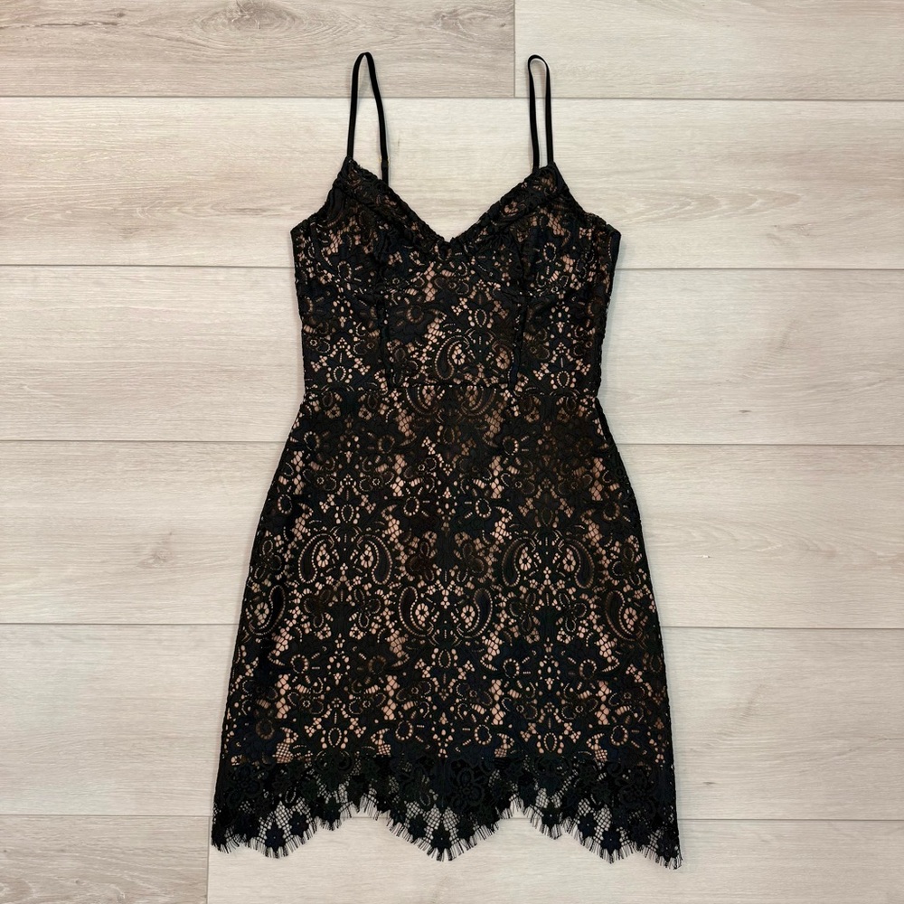 For Love And Lemons Tan and Black Lace Dress Size XS